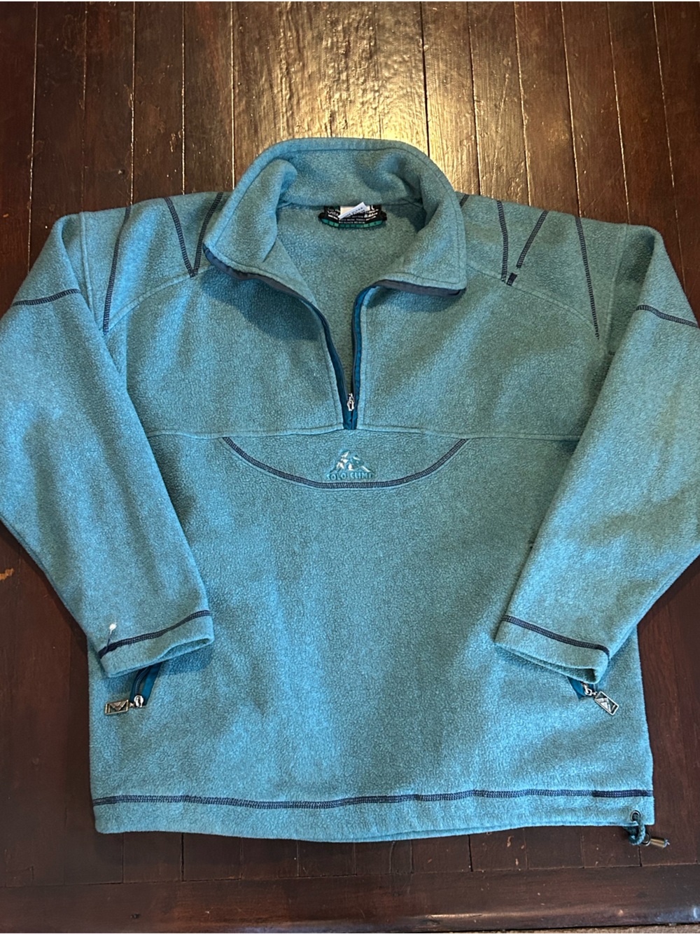 Solo Climb Men's Blue Fleece 1/4 Zip Sweatshirt Embroidered Mock Neck Sz L